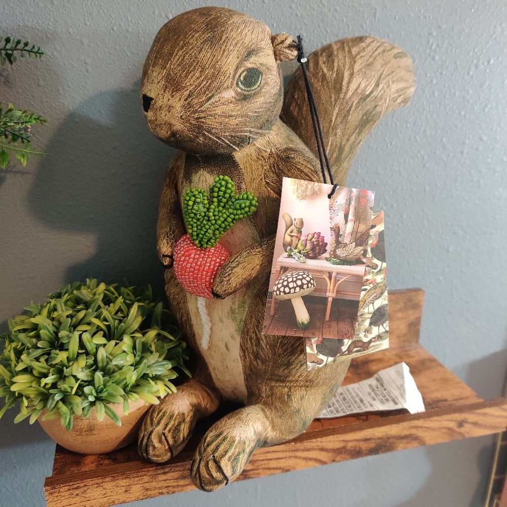 John Derian for Target 2025 Brown Squirrel Pillow Beaded Radish Woodland Decor